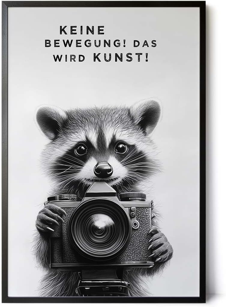 Paul Sinus Poster/Leinwandbild/Rahmenoption Lustiges Waschbärbild – Witzige Klo-Deko fürs Gäste-WC – Perfekt für Humorvolle