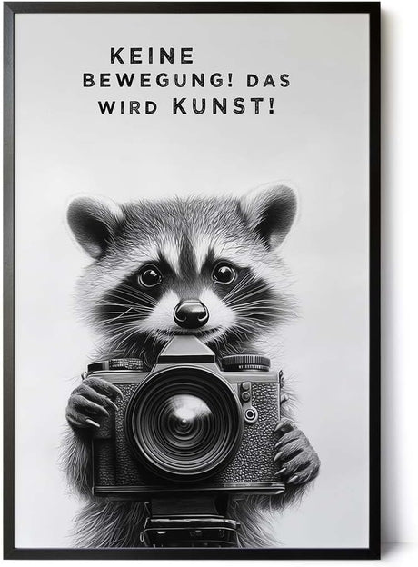 Paul Sinus Poster/Leinwandbild/Rahmenoption Lustiges Waschbärbild – Witzige Klo-Deko fürs Gäste-WC – Perfekt für Humorvolle