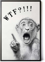 Paul Sinus Poster/Leinwandbild/Rahmenoption – Schockierter Affe „WTF?!“ – Lustige WC-Deko für dein Badezimmer
