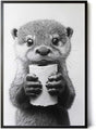 Paul Sinus Poster/Leinwandbild/Rahmenoption – Süßer Otter mit Klopapier – Witziges WC-Bild für Humor im Bad