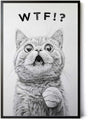 Paul Sinus Poster/Leinwandbild/Rahmenoption – Überraschtes Kätzchen „WTF!?“ – Lustige WC-Deko für dein Badezimmer