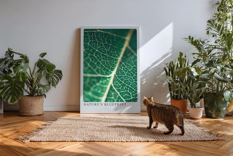 Paul Sinus Wandbild 80x120cm Nature's Blueprint – Blattstruktur in Nahaufnahme mit lebendiger Linienführung