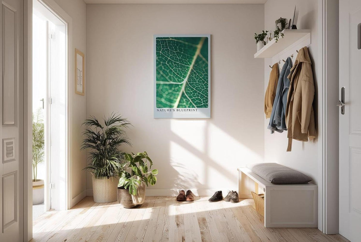 Paul Sinus Wandbild 80x120cm Nature's Blueprint – Blattstruktur in Nahaufnahme mit lebendiger Linienführung