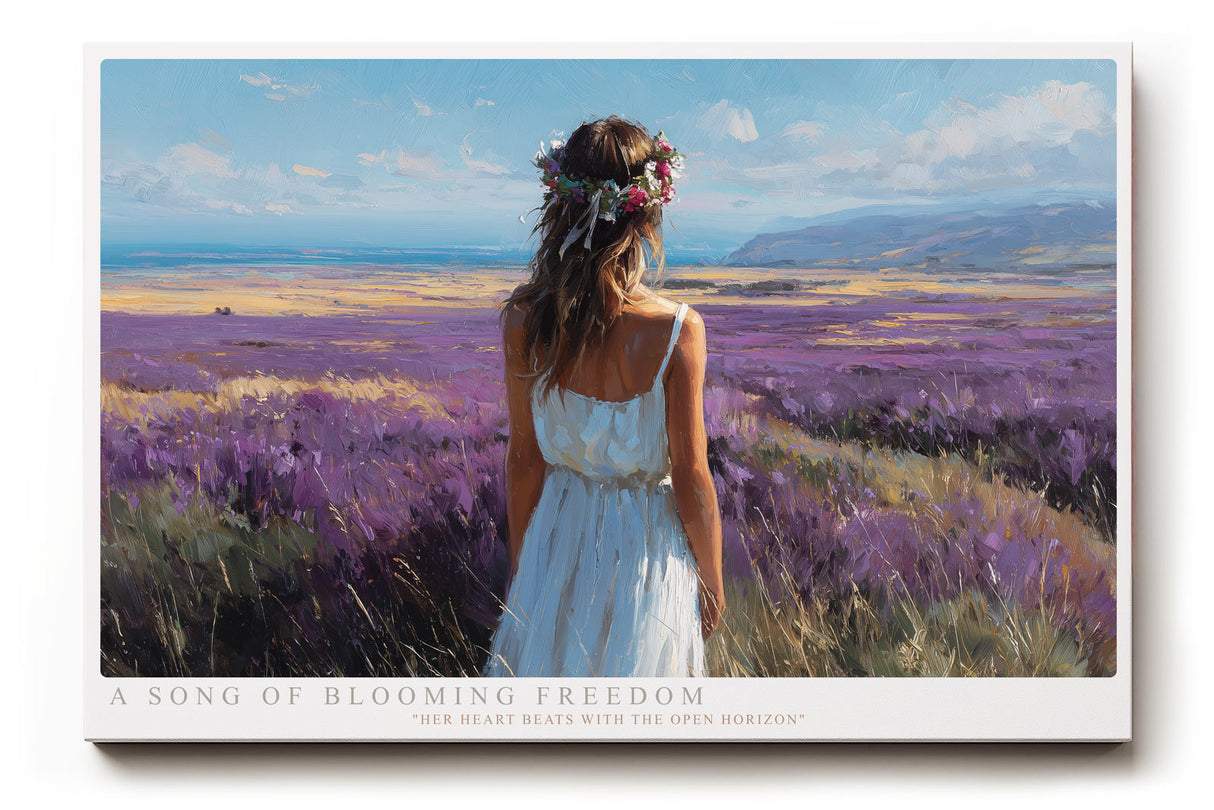 Paul Sinus Wandbild A Song of Blooming Freedom Woman in Lavender Fields and Open Horizon
