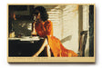 Paul Sinus Wandbild 120x80cm A Table Set for Two romantische Café Szene mit Frau im roten Kleid Kunst Poster für Wohnzimmer Schlafzimmer