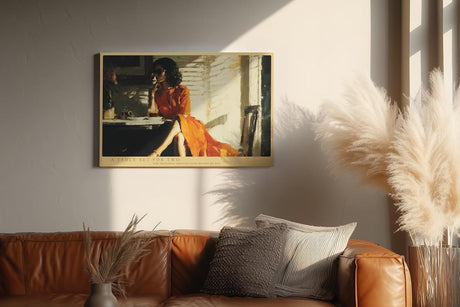 Paul Sinus Wandbild 120x80cm A Table Set for Two romantische Café Szene mit Frau im roten Kleid Kunst Poster für Wohnzimmer Schlafzimmer