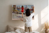 Paul Sinus Wandbild A Woman and the City Dream Red Dress Beside the River Skyline