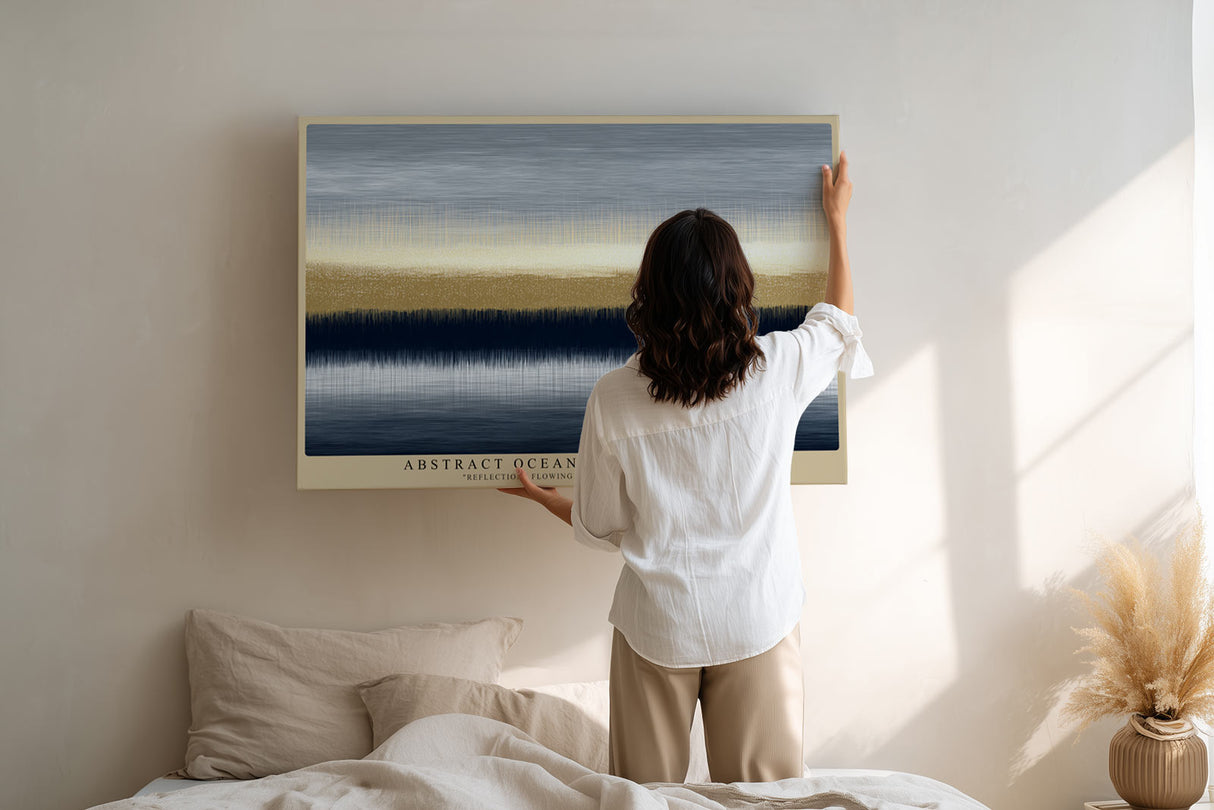 Paul Sinus Wandbild Abstract Ocean Lines of Peace – Goldene Reflexionen zwischen Himmel und Meer