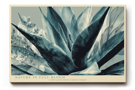 Paul Sinus Wandbild 120x80cm abstrakte Agave Pflanze moderne botanische Illustration blau gruene Naturkunst stilvolle Wanddekoration fuer Wohnzimmer Büro