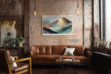 Paul Sinus Wandbild 120x80cm abstrakte Berglandschaft modern bunt goldene Berge Kunst Landschaft Gemälde stilvolle