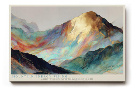 Paul Sinus Wandbild 120x80cm abstrakte Berglandschaft modern bunt goldene Berge Kunst Landschaft Gemälde stilvolle