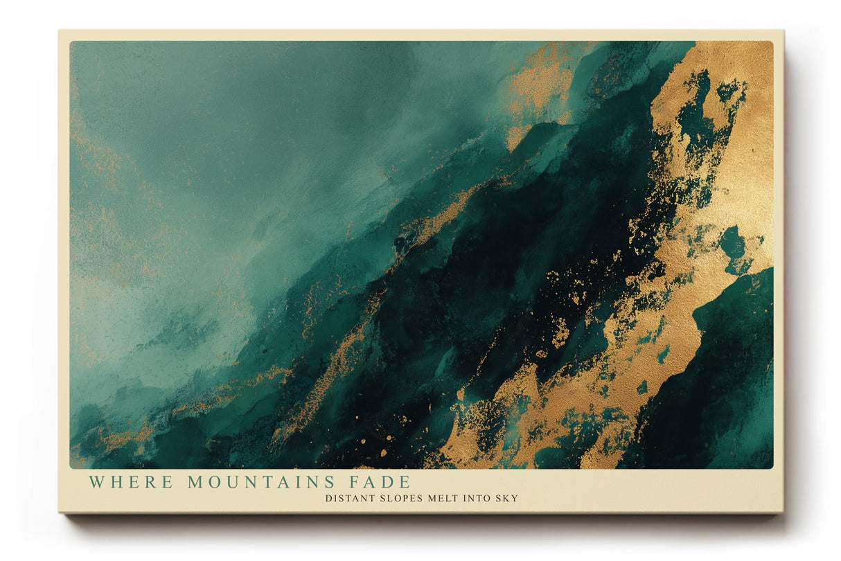 Paul Sinus Wandbild 120x80cm abstrakte Berglandschaft modern gruen gold Kunst Kunstdruck grosses Wandbild 120x80cm elegante Natur Wanddekoration fuer Wohnzimmer Büro