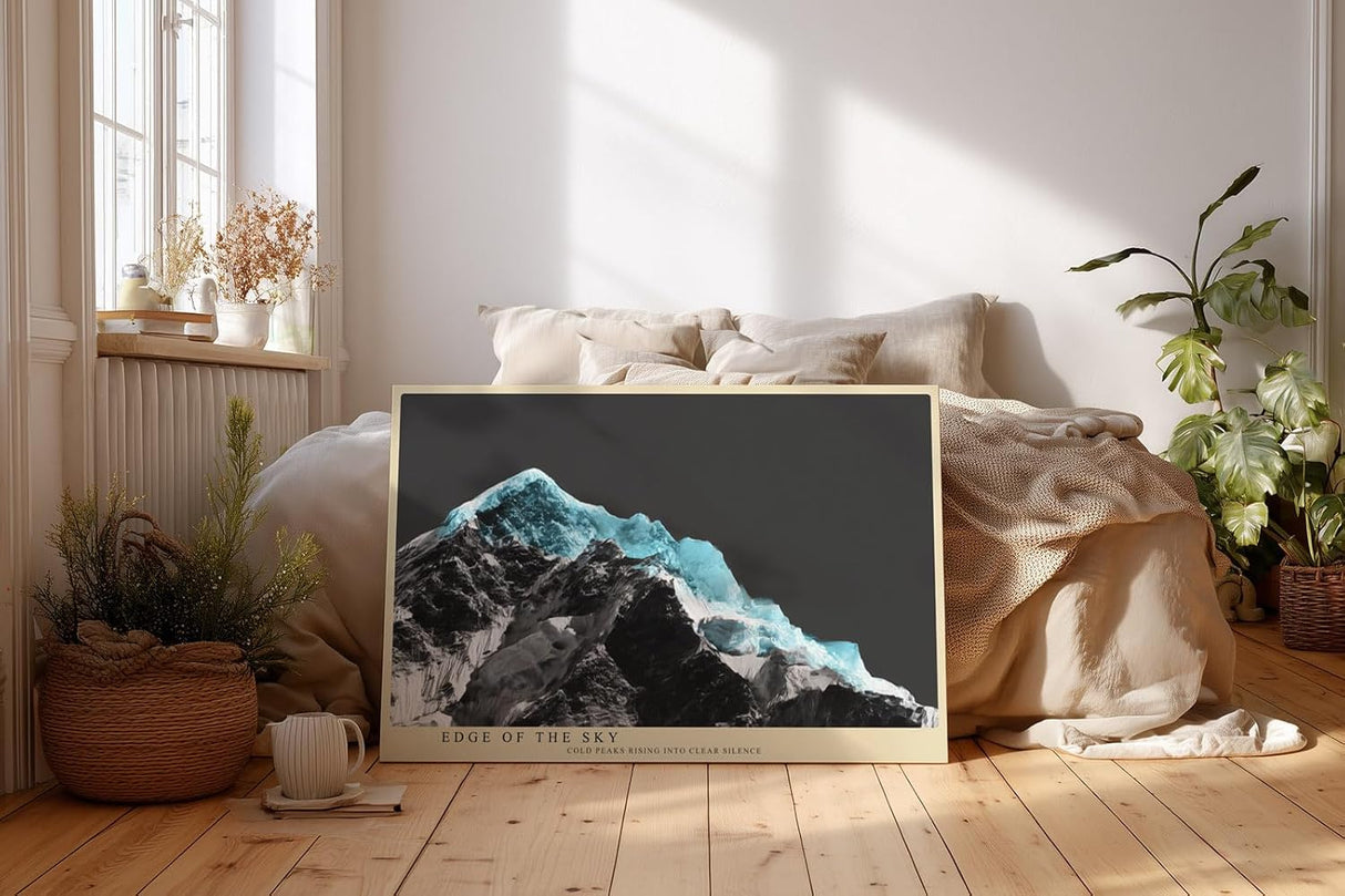 Paul Sinus Wandbild 120x80cm abstrakte Berglandschaft modern tuerkis schwarz alpine Kunst Fotokunst grosses Landschaftsbild stilvolle Wanddekoration fuer Wohnzimmer Büro