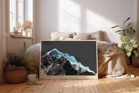 Paul Sinus Wandbild 120x80cm abstrakte Berglandschaft modern tuerkis schwarz alpine Kunst Fotokunst grosses Landschaftsbild stilvolle Wanddekoration fuer Wohnzimmer Büro