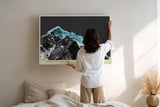 Paul Sinus Wandbild 120x80cm abstrakte Berglandschaft modern tuerkis schwarz alpine Kunst Fotokunst grosses Landschaftsbild stilvolle Wanddekoration fuer Wohnzimmer Büro