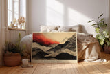 Paul Sinus Wandbild 120x80cm Abstrakte Berglandschaft roter Himmel moderne Landschaftskunst Wanddekoration Berge Kunst Wohnzimmer Schlafzimmer