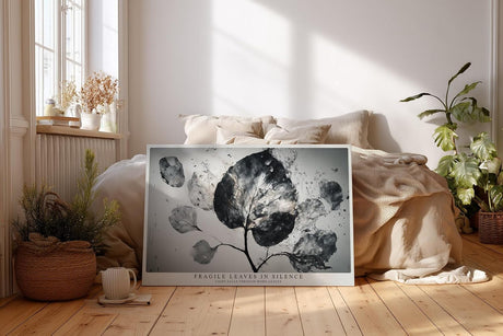 Paul Sinus Wandbild 120x80cm abstrakte Blätter schwarz weiß botanische Struktur moderne Naturkunst minimalistisches Pflanzenmotiv stilvolle