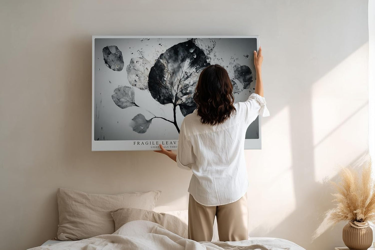 Paul Sinus Wandbild 120x80cm abstrakte Blätter schwarz weiß botanische Struktur moderne Naturkunst minimalistisches Pflanzenmotiv stilvolle