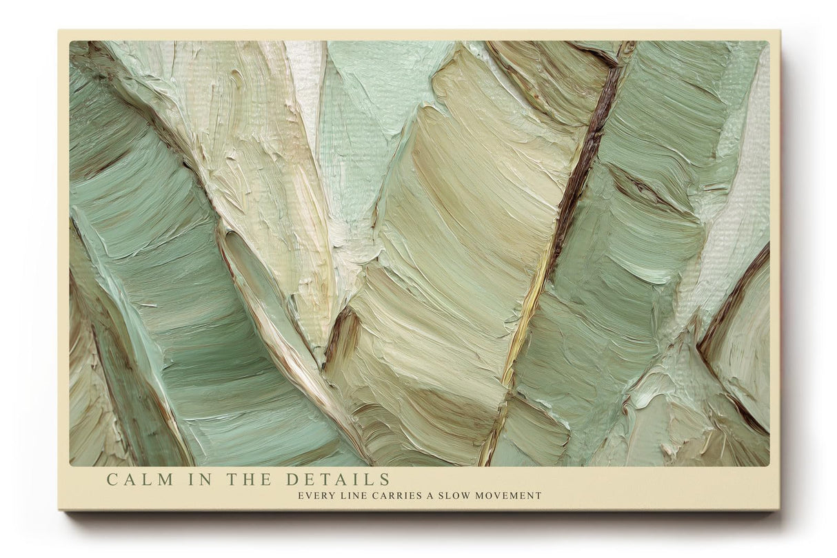 Paul Sinus Wandbild 120x80cm abstrakte Blattstruktur gruen beige moderne Naturtextur Kunst Wanddekoration fuer Wohnzimmer Büro