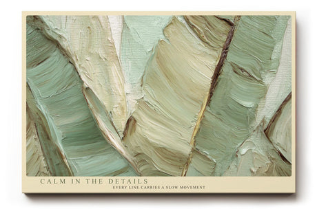 Paul Sinus Wandbild 120x80cm abstrakte Blattstruktur gruen beige moderne Naturtextur Kunst Wanddekoration fuer Wohnzimmer Büro