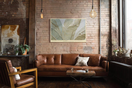 Paul Sinus Wandbild 120x80cm abstrakte Blattstruktur modern beige gruen Naturrelief Kunstdruck grosses Wandbild 120x80cm elegante Wanddekoration fuer Wohnzimmer Büro
