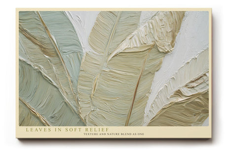 Paul Sinus Wandbild 120x80cm abstrakte Blattstruktur modern beige gruen Naturrelief Kunstdruck grosses Wandbild 120x80cm elegante Wanddekoration fuer Wohnzimmer Büro