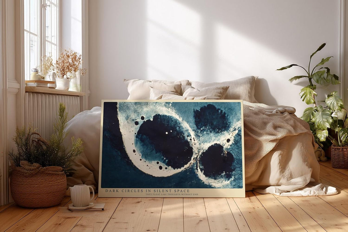 Paul Sinus Wandbild 120x80cm Abstrakte Blaue Kreise Moderne Kunst Struktur Design in Blau und Weiß für Wohnzimmer Büro