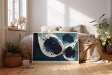Paul Sinus Wandbild 120x80cm Abstrakte Blaue Kreise Moderne Kunst Struktur Design in Blau und Weiß für Wohnzimmer Büro