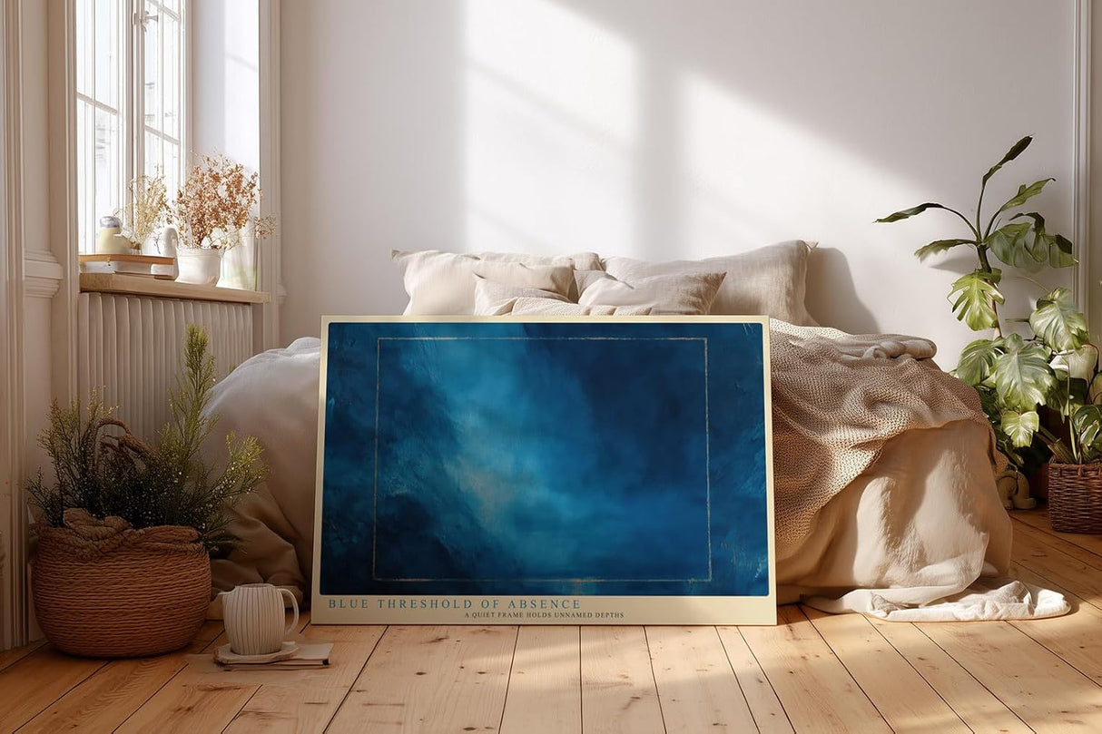 Paul Sinus Wandbild 120x80cm Abstrakte Blaue Struktur Moderne Minimalistische Kunst mit Tiefenwirkung
