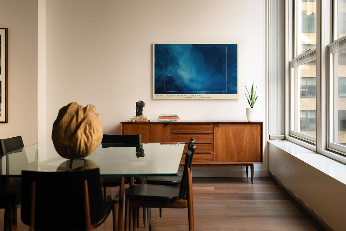 Paul Sinus Wandbild 120x80cm Abstrakte Blaue Struktur Moderne Minimalistische Kunst mit Tiefenwirkung