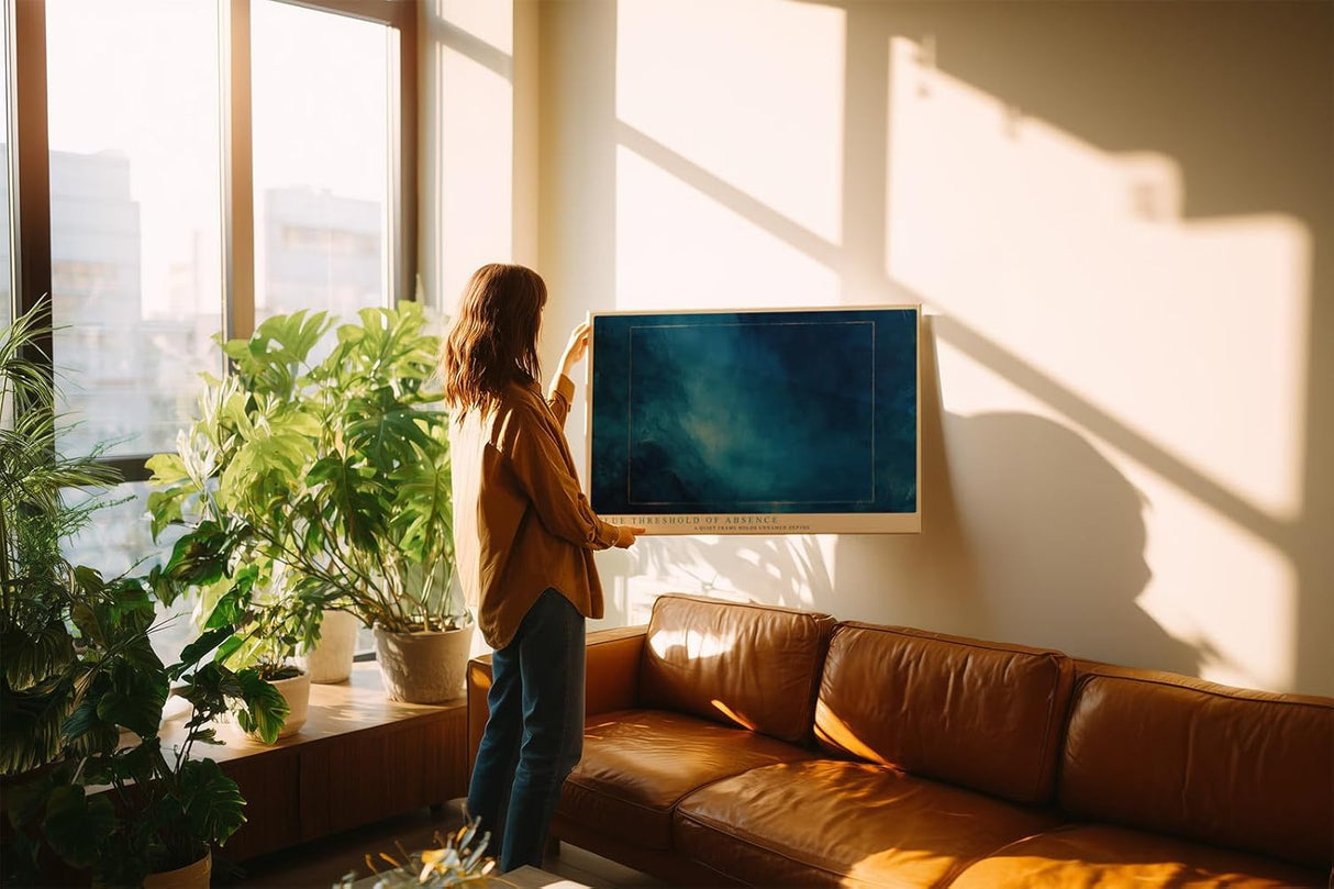 Paul Sinus Wandbild 120x80cm Abstrakte Blaue Struktur Moderne Minimalistische Kunst mit Tiefenwirkung