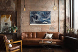 Paul Sinus Wandbild 120x80cm Abstrakte Blaue Wellen Kunst LeinWandbild 120x80cm Dynamische Linien Wanddekoration