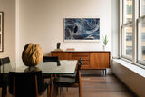 Paul Sinus Wandbild 120x80cm Abstrakte Blaue Wellen Kunst LeinWandbild 120x80cm Dynamische Linien Wanddekoration