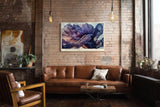 Paul Sinus Wandbild 120x80cm abstrakte Bluete modern violett gold elegante Kunst Kunstdruck grosses Kunstbild stilvolle Wanddekoration fuer Wohnzimmer Büro