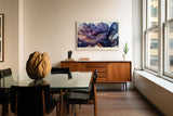 Paul Sinus Wandbild 120x80cm abstrakte Bluete modern violett gold elegante Kunst Kunstdruck grosses Kunstbild stilvolle Wanddekoration fuer Wohnzimmer Büro