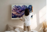 Paul Sinus Wandbild 120x80cm abstrakte Bluete modern violett gold elegante Kunst Kunstdruck grosses Kunstbild stilvolle Wanddekoration fuer Wohnzimmer Büro