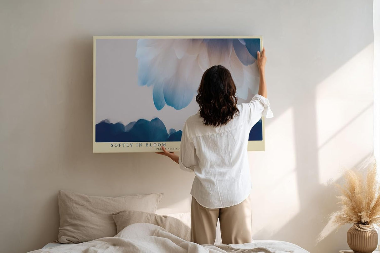Paul Sinus Wandbild 120x80cm abstrakte Blueten modern blau weiss florale Kunst grosses Kunstbild elegante Wanddekoration fuer Wohnzimmer Büro