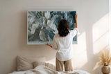 Paul Sinus Wandbild 120x80cm abstrakte Blume modern grau beige floral Kunst Kunstdruck grosses Kunstbild elegante Wanddekoration fuer Wohnzimmer Büro Flur