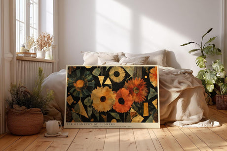 Paul Sinus Wandbild 120x80cm Abstrakte Blumen Geometrische Kunst Moderne Florale Komposition mit warmen Farben und Formen