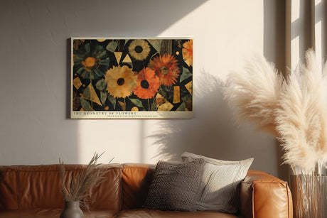 Paul Sinus Wandbild 120x80cm Abstrakte Blumen Geometrische Kunst Moderne Florale Komposition mit warmen Farben und Formen