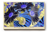 Paul Sinus Wandbild 120x80cm Abstrakte Blumen in kräftigen Farben – Modernes florales Kunstmotiv in Blau und Gelb für kreative Wohnräume