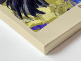 Paul Sinus Wandbild 120x80cm Abstrakte Blumen in kräftigen Farben – Modernes florales Kunstmotiv in Blau und Gelb für kreative Wohnräume