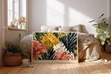 Paul Sinus Wandbild 120x80cm Abstrakte Blumen Kontrastreiche Florale Kunst Moderne Gartenkomposition mit intensiven Farben