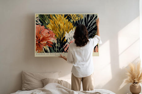 Paul Sinus Wandbild 120x80cm Abstrakte Blumen Kontrastreiche Florale Kunst Moderne Gartenkomposition mit intensiven Farben