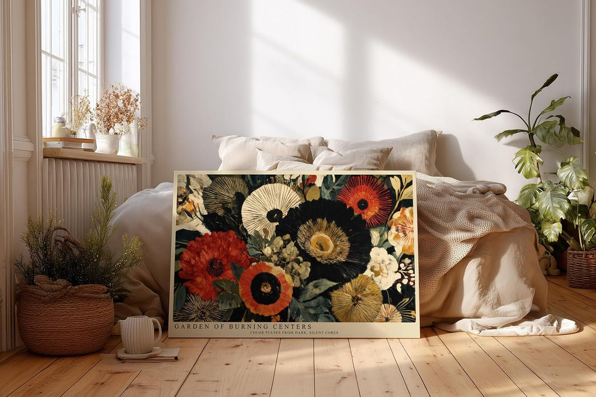 Paul Sinus Wandbild 120x80cm Abstrakte Blumen Moderne Florale Kunst Komposition mit warmen Farben und dekorativer Struktur
