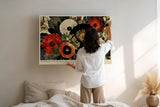 Paul Sinus Wandbild 120x80cm Abstrakte Blumen Moderne Florale Kunst Komposition mit warmen Farben und dekorativer Struktur