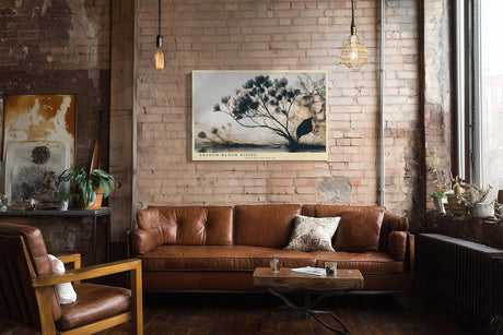 Paul Sinus Wandbild 120x80cm abstrakte Blumen Naturstruktur moderne botanische Kunst braune graue Linien minimalistische