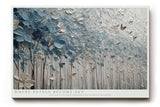 Paul Sinus Wandbild 120x80cm Abstrakte Blumen und Schmetterlinge Strukturkunst in Blau Weiss fuer Wohnzimmer Schlafzimmer und moderne Wohnräume