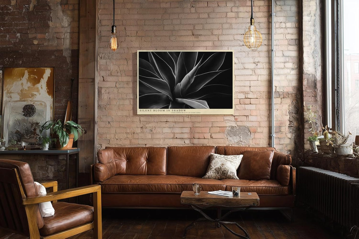 Paul Sinus Wandbild 120x80cm abstrakte Blumenform schwarz weiss moderne botanische Kunst minimalistische Wanddekoration fuer Wohnzimmer Büro