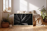 Paul Sinus Wandbild 120x80cm abstrakte Blumenform schwarz weiss moderne botanische Kunst minimalistische Wanddekoration fuer Wohnzimmer Büro